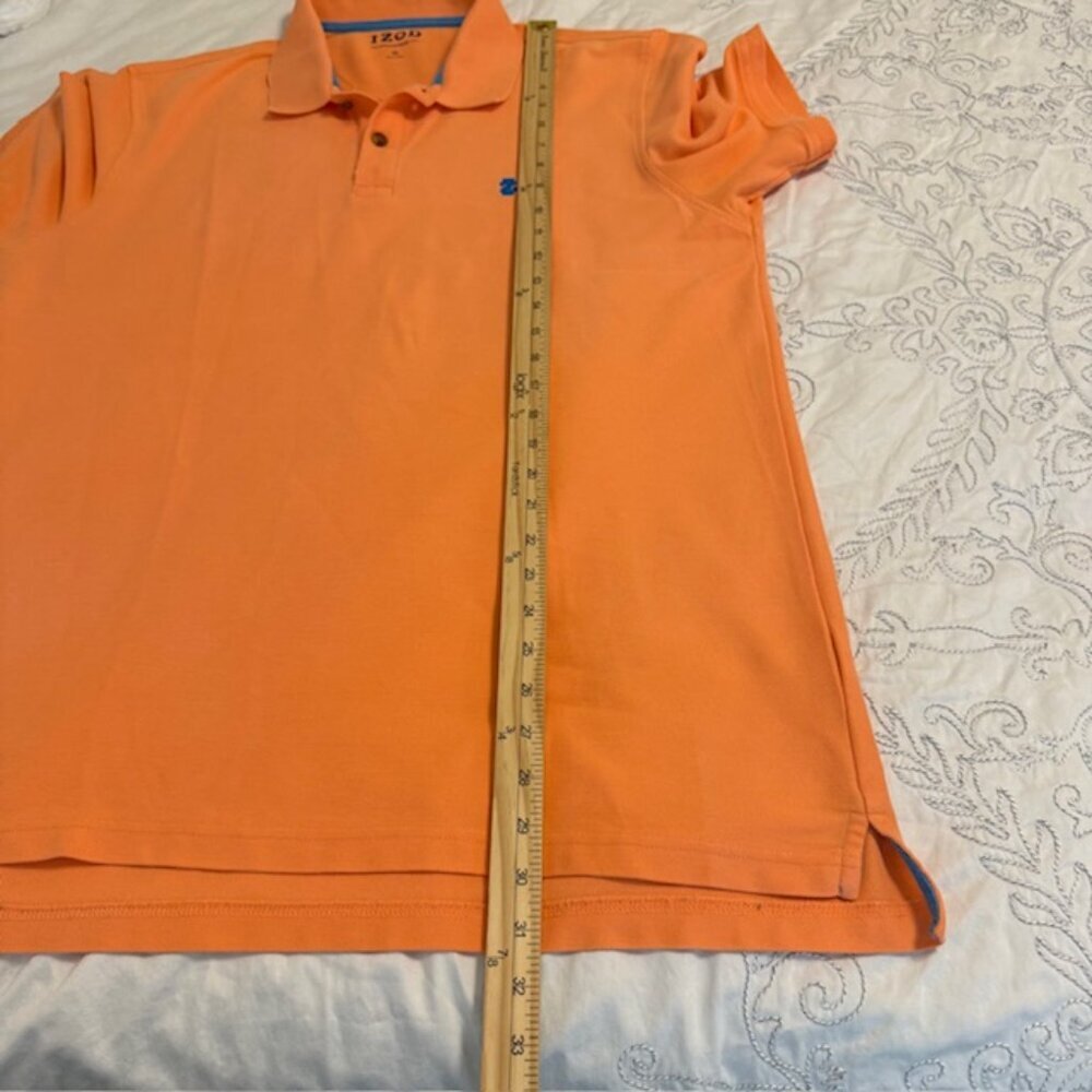 IZOD Men's X-Large Pumpkin Orange Grid Swing-Flex Performance Golf Polo Shirt - Picture 5 of 9